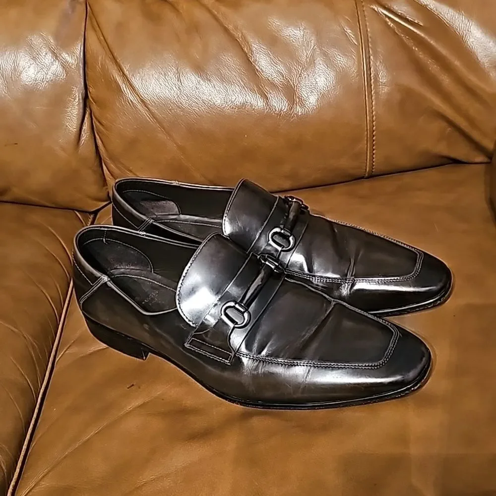 BRUNO MAGLI Smoke Gray Leather Horsebit Loafers - Size 13